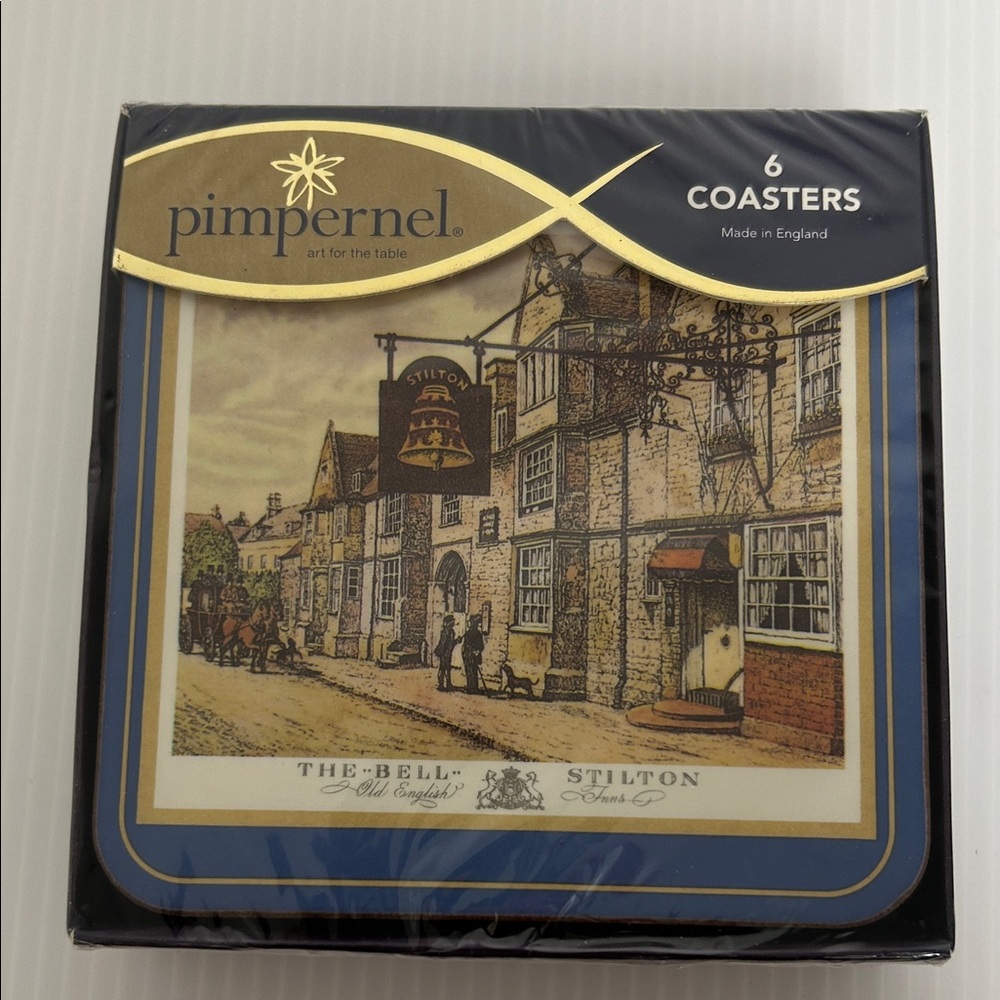 Pimpernel NWT Sealed Set of 6 Old English Historical Inns Cork Backed Coasters